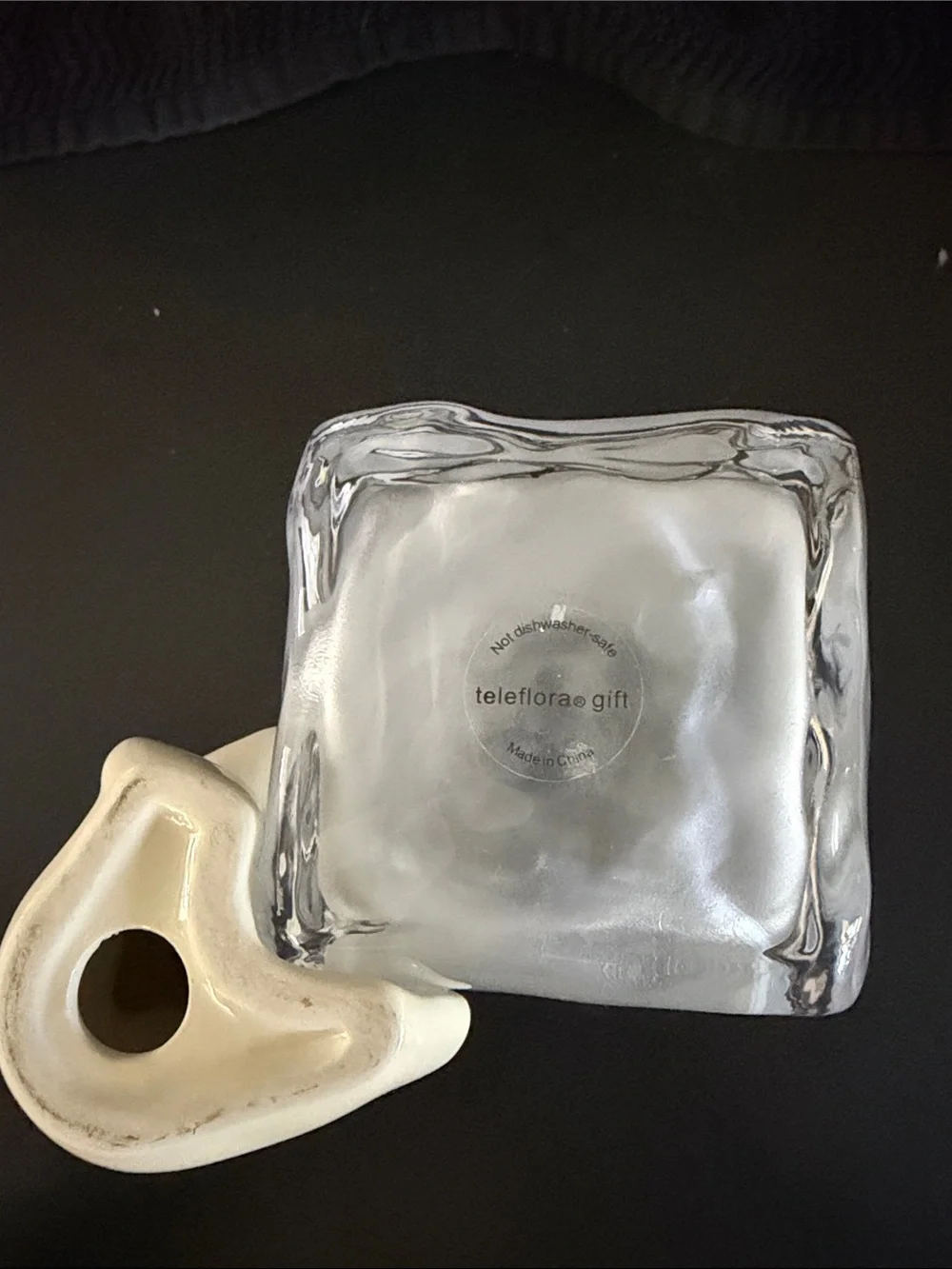 Teleflora “Send A Hug” Ceramic Polar Bear Cube Planter with Frosted Glass